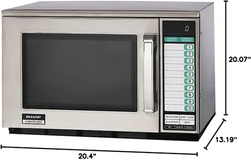 Miniatura 2 de Sharp R-22GT - Horno de microondas comercial, resistente, 1200 vatios, 0.70 pies cúbicos de capacidad, acero inoxidable, 20 entradas de programa, 11
