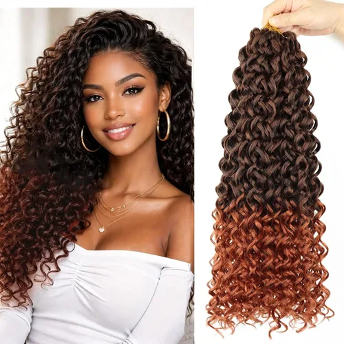 Miniatura 10 de 8 Packs Curly Crochet Hair GOGO Curl Crochet Hair for Black Women Deep Wave Braiding hair Water Wave Crochet hair Extensions Synthetic Bohemian