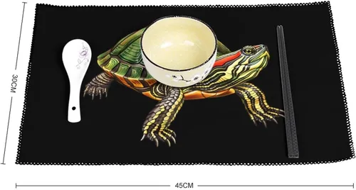 Miniatura 2 de Red Eared Slider Turtle Placemats Set of 6 Resistant Table Mats Washable Place Mats for Dinner Party Table Decoration