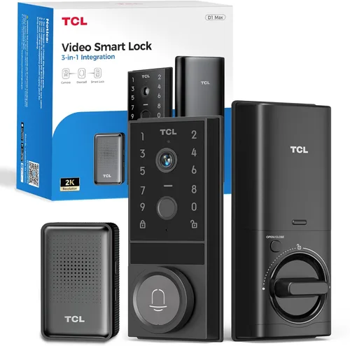 Miniatura 10 de TCL Cerradura inteligente Wi-Fi D1, cerradura de puerta de huellas dactilares, cerradura de cerrojo de entrada sin llave para puerta delantera, WiFi