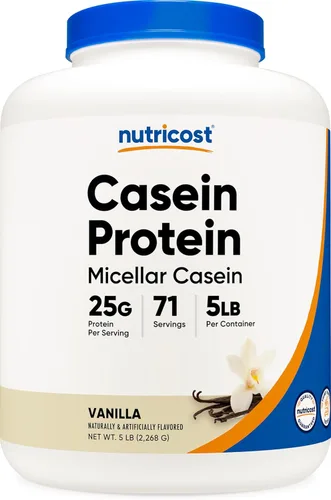 Miniatura 6 de Nutricost Proteína en Polvo de Caseína 2lb Vainilla - Caseína Micelar, Sin Gluten, Sin OGM
