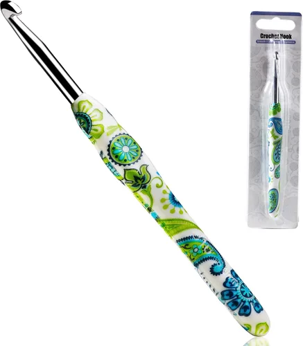 Miniatura 18 de 2.25mm Gancho de Ganchillo Looen, Mango Ergonómico para Manos Artríticas, Agujas de Tejer de Goma Suave Extra Largas para Principiantes de Crochet