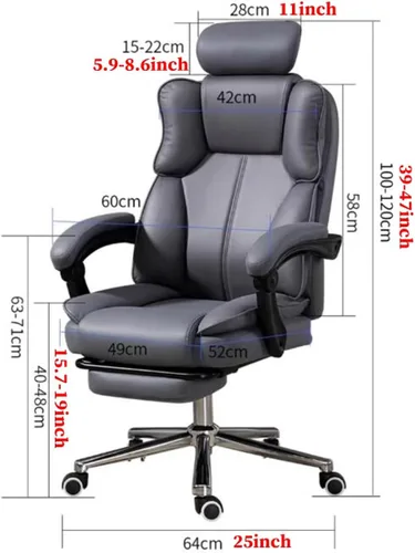 Miniatura 2 de GIZNXBA Silla de oficina reclinable, silla de oficina grande y alta con reposabrazos y respaldo ajustables, respaldo alto, silla ejecutiva grande