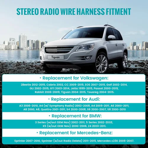 Miniatura 3 de NuIth Arnés de cables de radio estéreo con adaptador de antena compatible con BMW 2000-2010/Volkswagen 2004-2015/Mercedes-Benz Sprinter 2007-2015