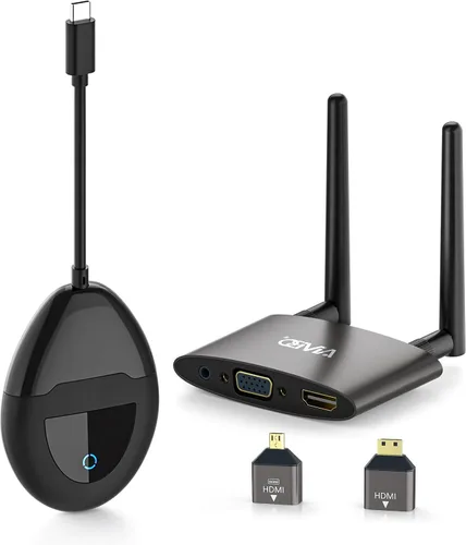 Transmisor y receptor HDMI USB C inalámbrico 4K, puertos de transmisión duales, pantallas dobles HDMI y VGA, extensor de video/audio suave de