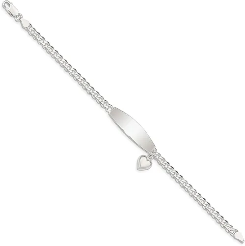 Miniatura 2 de 925 Sterling Silver Heart Charm Id Bracelet 85 Inch Love Fine Jewelry For Women Gifts For Her