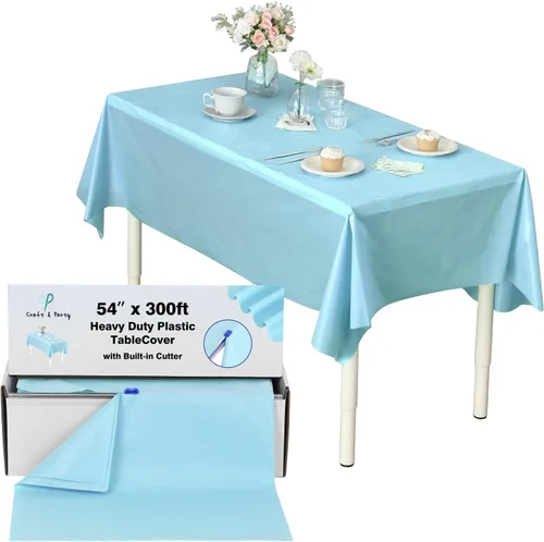 Miniatura 175 de Rollo de plástico para cubierta de mesa color verde manzana, 40 pulgadas x 100 pies, rollo de plástico resistente para cubierta de mesa de banquetes