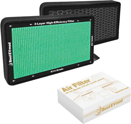 Miniatura 11 de BestEvMod Filtro de aire H14 Gen1 compatible con Rivian R1T y R1S 2022 2023 2024 Filtro de aire de repuesto HEPA H14, accesorios de carbón activado