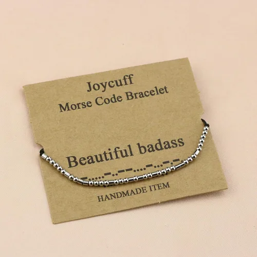 Miniatura 5 de Pulseras Código Morse para mujer de JoycuFF, regalos divertidos únicos para niñas, joyería hecha a mano, de seda