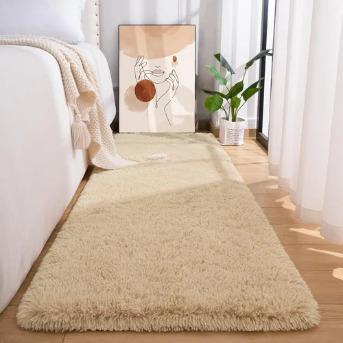 Miniatura 32 de Przemy - Alfombra mullida para dormitorio y sala de estar, alfombra de 4 x 6 pies, beige, alfombra de pelo largo suave y esponjosa, alfombra