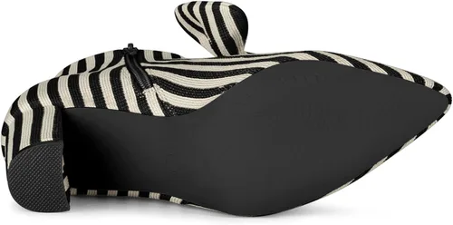 Miniatura 6 de Allegra K Botines de tacón grueso a rayas con cremallera y punta puntiaguda para mujer