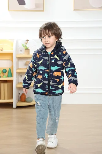 Miniatura 2 de Feidoog - Chaqueta de vellón polar con capucha, de manga larga, gruesa, cálida y resistente, para bebé o niños pequeños, para otoño o invierno