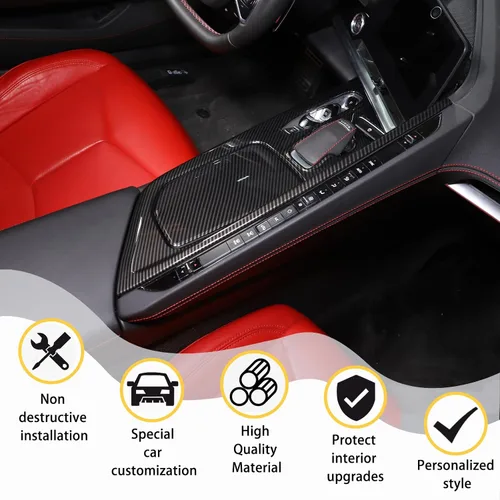 Miniatura 4 de CHEAYAR Cubierta de panel de palanca de cambios compatible con Chevrolet Corvette C8 2020-2023, panel de engranajes de control central, cubierta