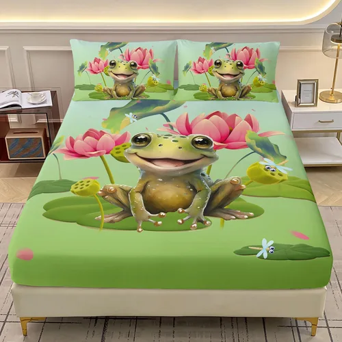Miniatura 19 de AILONEN Axolotl - Juego de sábanas bajeras para niños, tamaño individual XL, color rosa y azul degradado kawaii, lindas sábanas de fresa salamandra