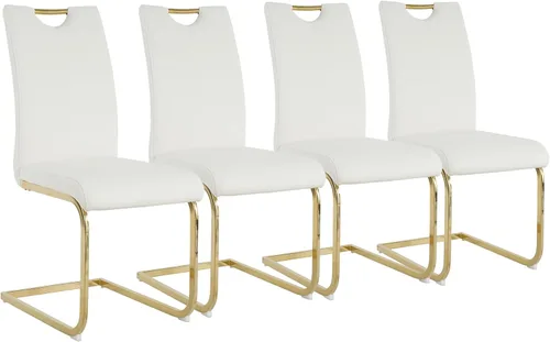 Miniatura 15 de Juego de 2 sillas de comedor, modernas sillas de cocina con respaldo alto con patas de metal y asiento acolchado de piel sintética, sillas de Negro