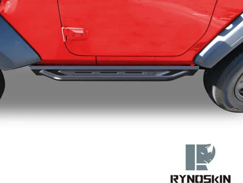 Miniatura 3 de RYNOSKIN - Estribos laterales para 2018-2025 Jeep Wrangler JL 2 puertas, pasos de roca resistentes, estribos laterales SUV de acero, barras Nerf