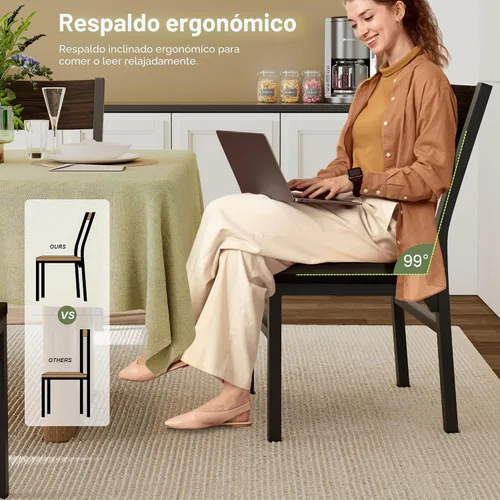 Miniatura 4 de Juego de 6 sillas de comedor Feonase, sillas de cocina modernas con respaldo ergonómico, tablero de MDF y patas de metal, sillas de cena