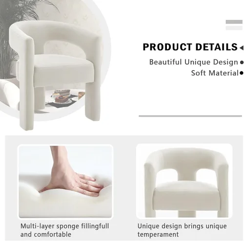 Miniatura 6 de Modernas sillas de comedor, silla de sherpa tapizada de terciopelo con respaldo, silla de tocador Boucle ensamblada cómoda para cocina, comedor