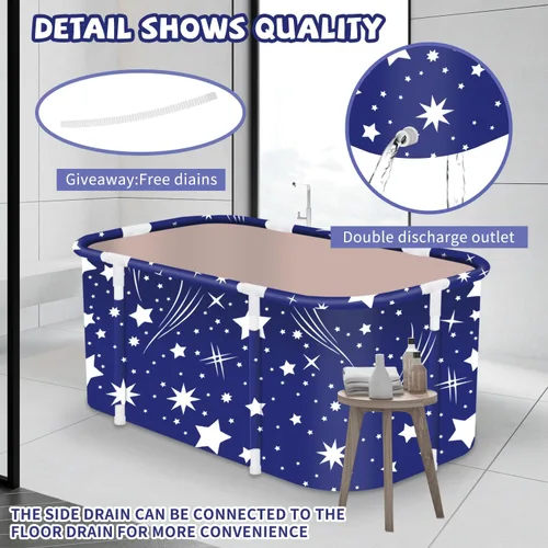 Miniatura 5 de Bañera Plegable Portátil, Bañera de Remojo Plegable para Adultos, Bañeras Independientes, Bañera de Agua Caliente, Baño de Hielo, Bañera SPA de Baño