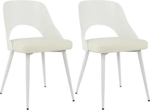 Miniatura 14 de LSSBOUGHT Sillas de comedor modernas de mediados de siglo, silla auxiliar de plástico con acolchado suave y patas de madera para comedor, sala