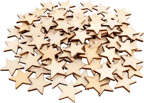 Miniatura 12 de AUEAR, Piezas de madera con forma de estrellas recortadas para manualidades, manualidades, costura, decoración de bricolaje (1 pulgada, 200 unidades)
