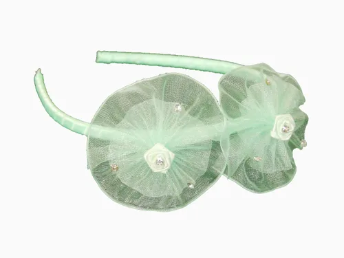 Miniatura 5 de Diadema de organza con lazo y diamantes de imitación (borgoña)