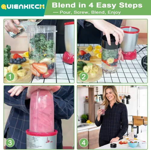 Miniatura 8 de Cuchillas para licuadora, paquete de 2 piezas de repuesto compatibles con Magic Bullet 250W MB1001, acero inoxidable y plástico con juntas