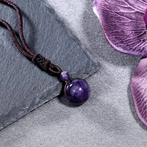 Miniatura 7 de Jovivi Juego de 3 collares de piedra de cristal curativo para hombres y mujeres, amatista natural, obsidiana negra, ojo de tigre, piedras preciosas
