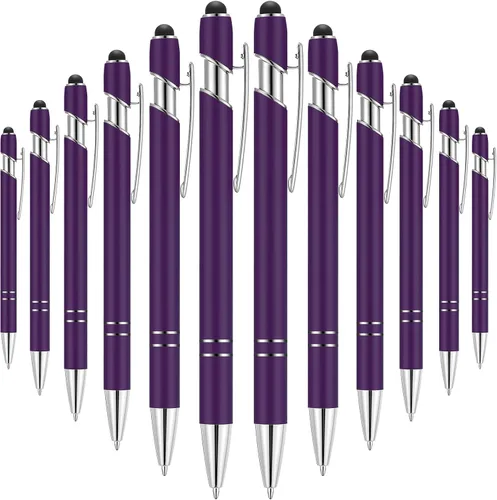 Miniatura 16 de Tenare 12 piezas 2 en 1 bolígrafo de metal con punta de lápiz capacitivo, bolígrafo de 1,0 mm de tinta negra para pantallas táctiles (color surtido)