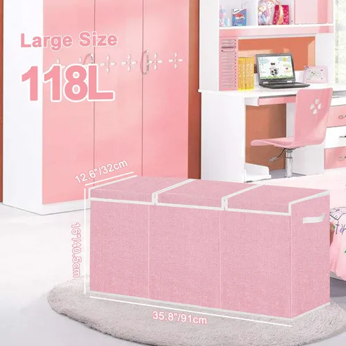 Miniatura 2 de Pantryily Almacenamiento de Juguetes para Niñas - Caja Baúl de Juguetes Extra Grande para Niños, Organizadores de Juguetes Plegables y Rosa