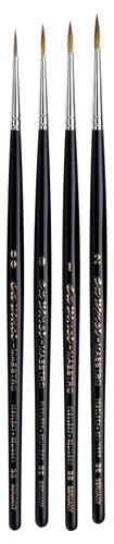 da Vinci Juego de pinceles para acuarela 5538a2 Maestro Kolinsky Red Sable - Juego de 4 pinceles - Rondas largas cónicas - Serie 35 tamaños 2/0, 0,