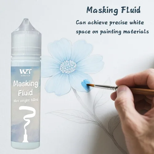 Miniatura 2 de Líquido de enmascaramiento para acuarela 60ml Azul con pincel y borrador - Líquido de enmascaramiento para arte Lápiz de acuarela Medio Suministros