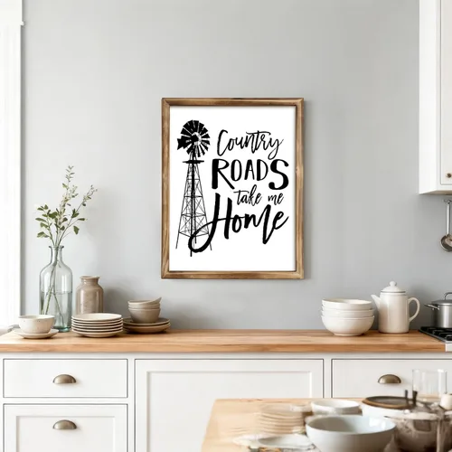 Miniatura 2 de Letrero de Country Roads Take Me Home, arte de pared de madera rústica con gancho de metal, letrero familiar de granja para sala de estar, música