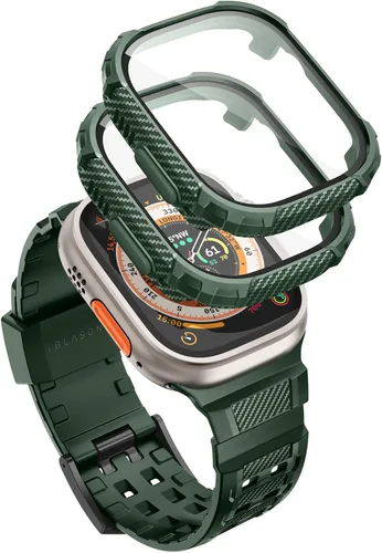 Miniatura 14 de i-Blason Correa deportiva de poliuretano termoplástico transpirable a prueba de golpes para Apple Watch 9, 8, 7 (1.772 in) con 2 fundas rígidas Negro