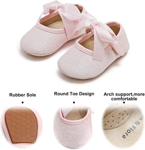 Miniatura 220 de Felix & Flora Zapatos de bebé de suela suave - Zapatos de bebé para caminar, mocasines, suela de goma, zapatos de cuna