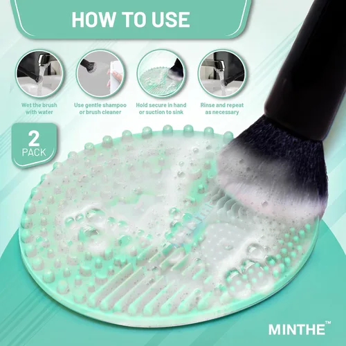 Miniatura 6 de MINTHE Alfombrilla limpiadora de brochas de maquillaje Paquete de 2 Almohadilla de limpieza de maquillaje de silicona