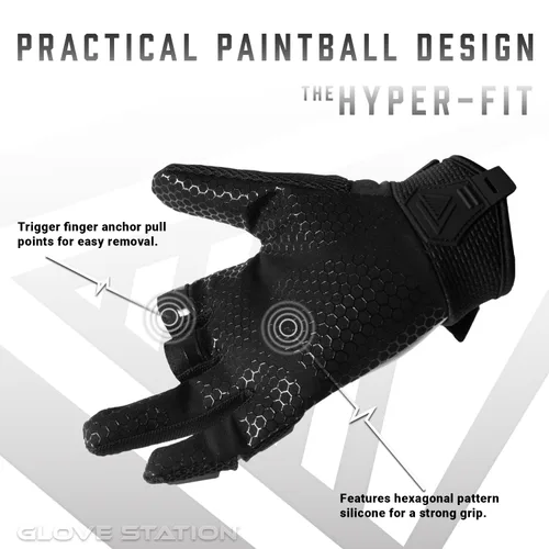 Miniatura 4 de Glove Station Hyper-Fit - Guantes tácticos de tiro y trabajo - Gris, Grande - Diseño de 2 dedos sin cubrir, equipo de paintball y airsoft