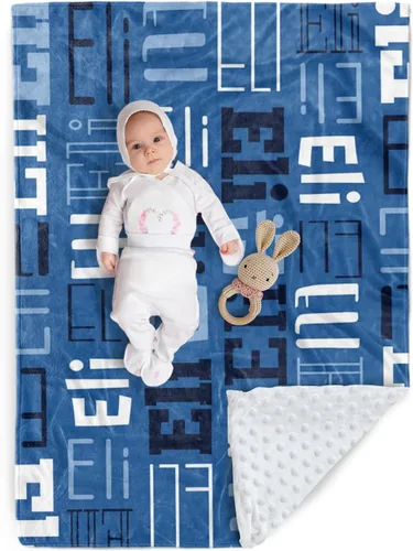 Miniatura 22 de Manta de bebé personalizada, diseño de nombres personalizados, manta de felpa suave con respaldo de puntos de doble capa para niños y niñas, Color01