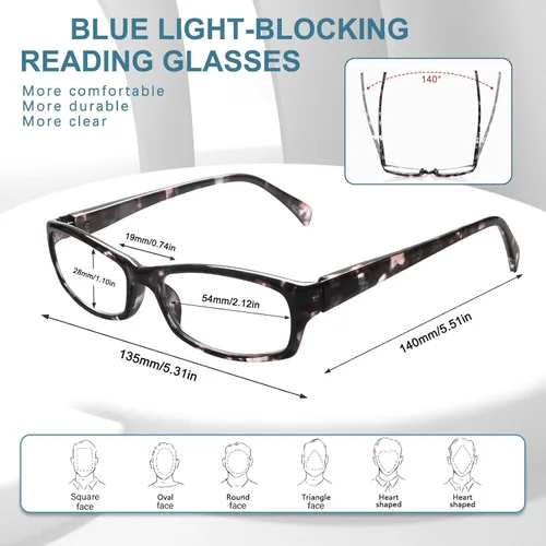 Miniatura 2 de Paquete de 5 pares de lentes para bloquear la luz azul para computadora y lectura para hombres y mujeres, antifatiga ocular (5 Mix-2, 2.00)