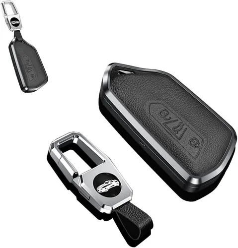 SANRILY Funda para llavero de metal y cuero de alta calidad para VW ID.4 2020 2021 2022 MK8 ID.4 GTX, Skoda Octavia Seat Leon MK4, funda para llave