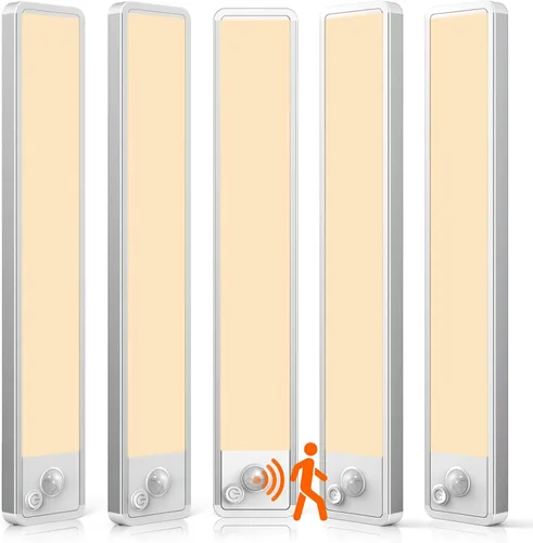 Miniatura 8 de Paquete de 5 luces para debajo del gabinete, LED, inalámbricas, 2200 mAh, recargables, con sensor de movimiento magnético, para clóset