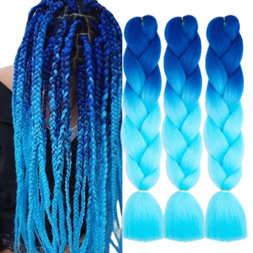 Miniatura 22 de Beige (613) Cabello trenzado 6 paquetes de extensiones de cabello sintético de 24 pulgadas, extensiones de cabello trenzado Jumbo Ombre trenzado