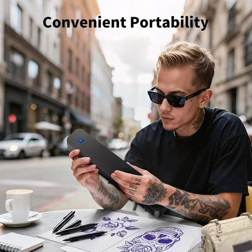 Miniatura 9 de KNAON Impresora profesional de plantillas de tatuajes, máquina de transferencia térmica inalámbrica Bluetooth para tatuajes, incluye 10 piezas