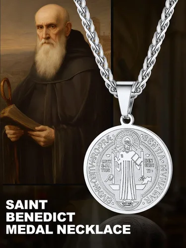 Miniatura 62 de U7 Saint Benedict/Michael Medal Necklace, 316L Stainless Steel Virgin Mary Necklace for Men Women, Bible Verse Protection Necklace Catholic