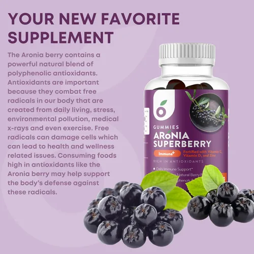 Miniatura 6 de Aronia SuperBerry - Gomitas de apoyo inmunológico diario, ricas en antioxidantes, mejor que la baya del saúco, gran sabor a bayas naturales, 60