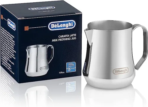 Miniatura 2 de De'Longhi Jarra espumadora de leche de acero inoxidable, 12 onzas (11.8 fl oz), herramienta barista, jarra espumadora para máquina de café expreso