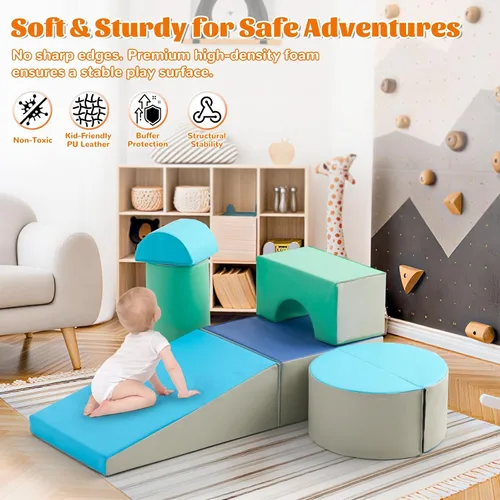Miniatura 5 de Juguetes de escalada para niños pequeños para interiores, bloques de escalada de espuma de 5 piezas, juego de escalada suave para niños de 1 a 3