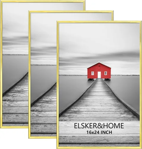 Miniatura 29 de ELSKER&HOME 18x24 Marco para Póster 3 Pack, Marco Plateado para Montaje Horizontal o Vertical en la Pared, Resistente y a Prueba de Arañazos