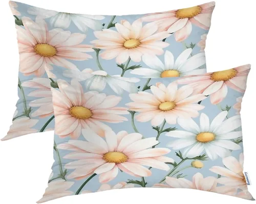 Miniatura 13 de Batmerry Flowers with Stems Throw Pillow Covers, Beautiful Floral Decorative Pillow Covers Digital Printing Blended for Couch Sofa Bed Invisible