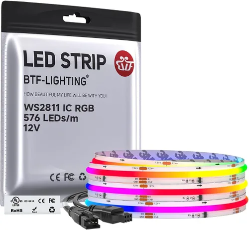 Miniatura 14 de BTF-LIGHTING FCOB WS2811 IC RGB Tira de LED COB 864LED/m Flexible Alta Densidad Luz Uniforme de Perseguida de Color DC12V 5 m 24IC/m 12mm de Ancho